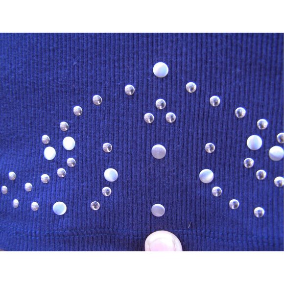 Size M/L 6-10 Cotton V-neck Ribbed Hooded Long Sleeve Tee by POUT Navy blue - Picture 6 of 8